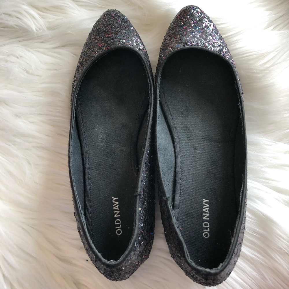 Black Sparkle Glitter Old Navy Flats Size 6